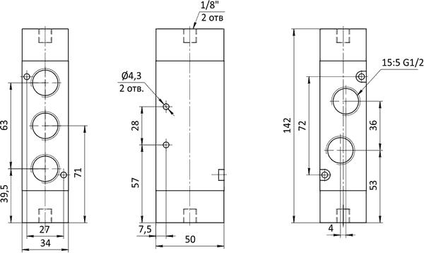 Чертеж пневмораспределителя SV-E-AA-32