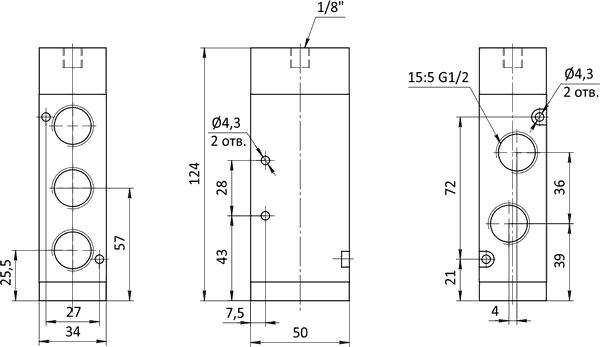 Чертеж пневмораспределителя SV-E-AS-32