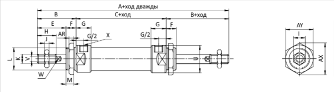 креслення циліндрy серії SC-MALD