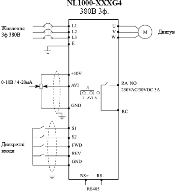 Connection Diagram of Three-phase Scalar Inverter SPLC-NLP1000-18.5G-4